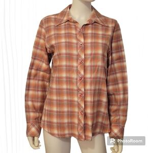 C.E. SCHMIDT Dusty Pink Flannel Plaid Button Down Long Sleeve Shirt
